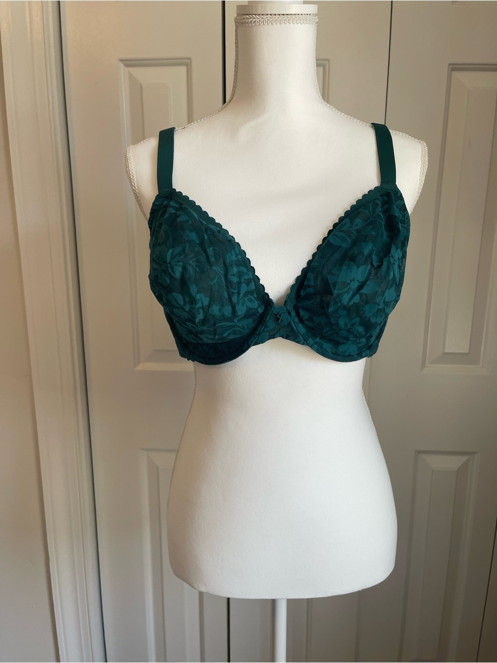 SavageXFenty Teal Unlined Lace Underwire Bra
